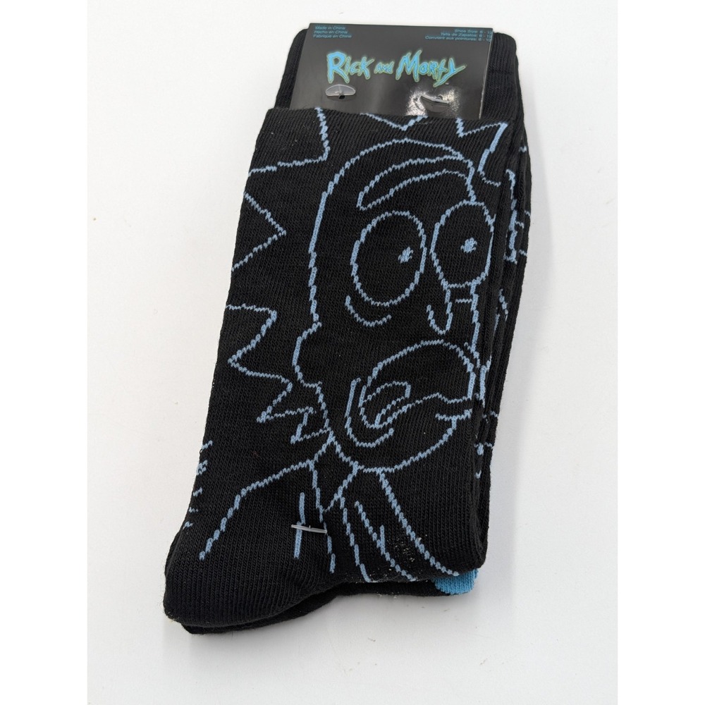 Rick and Morty Crew Socks - 2 Pack - Mr Meeseeks and Rick Face Design New